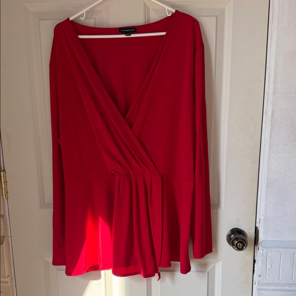 Lane Bryant Bold Red Wrap Blouse